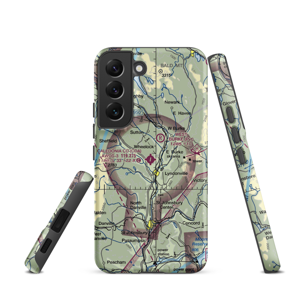 Caledonia County Airport (CDA) VFR Sectional Samsung Phone Case Samsung Galaxy S22 model shown