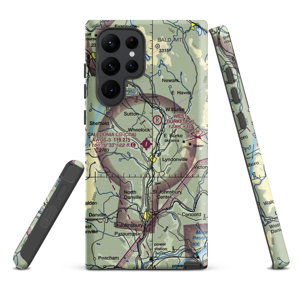 Caledonia County Airport (CDA) VFR Sectional Samsung Phone Case Samsung Galaxy S22 Ultra model shown