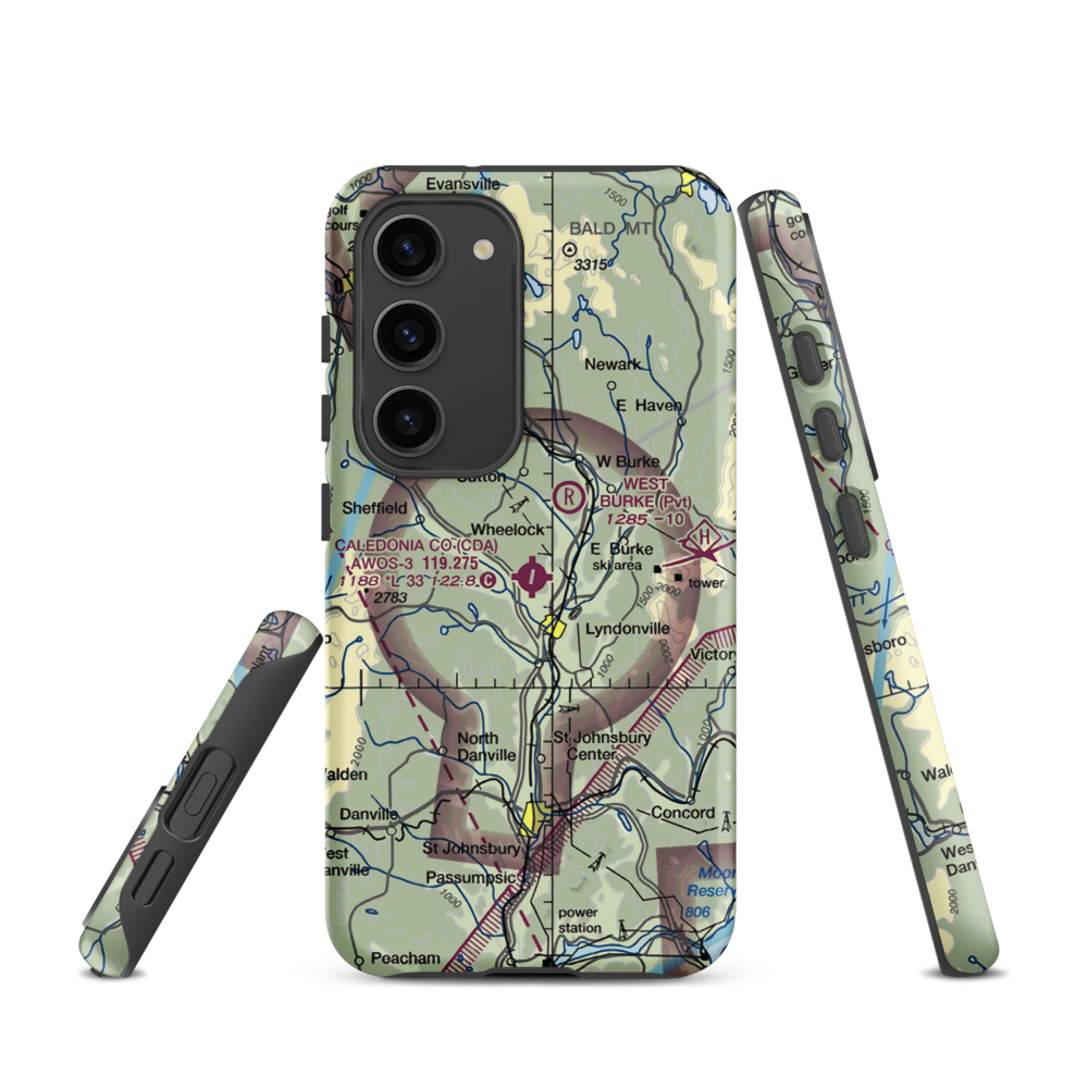 Caledonia County Airport (CDA) VFR Sectional Samsung Phone Case Samsung Galaxy S23 model shown