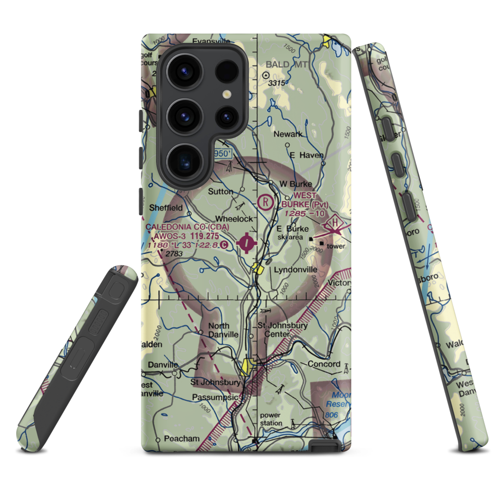 Caledonia County Airport (CDA) VFR Sectional Samsung Phone Case Samsung Galaxy S23 Ultra model shown