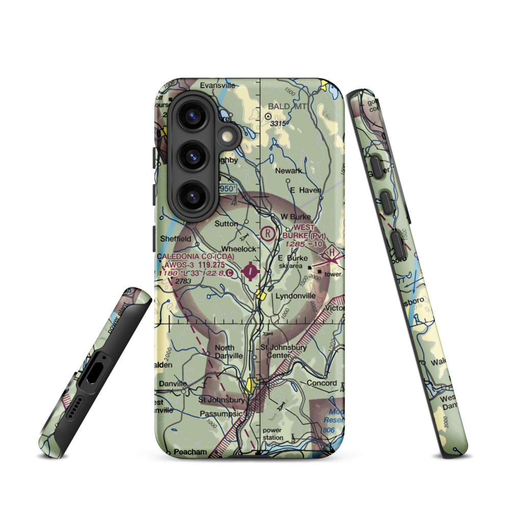 Caledonia County Airport (CDA) VFR Sectional Samsung Phone Case Samsung Galaxy S24 model shown