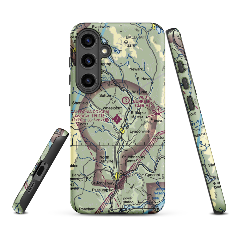 Caledonia County Airport (CDA) VFR Sectional Samsung Phone Case Samsung Galaxy S24 Plus model shown