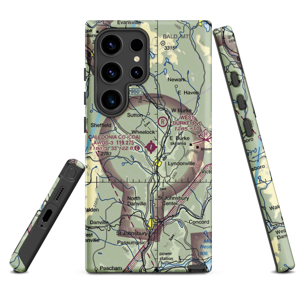 Caledonia County Airport (CDA) VFR Sectional Samsung Phone Case Samsung Galaxy S24 Ultra model shown