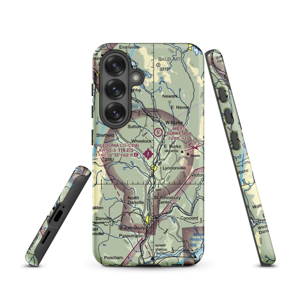 Caledonia County Airport (CDA) VFR Sectional Samsung Phone Case Samsung Galaxy S25 model shown