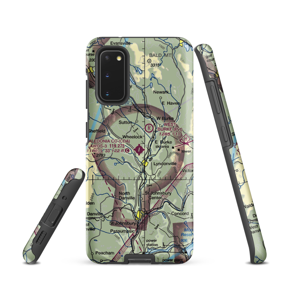 Caledonia County Airport (CDA) VFR Sectional Samsung Phone Case Samsung Galaxy S20 model shown