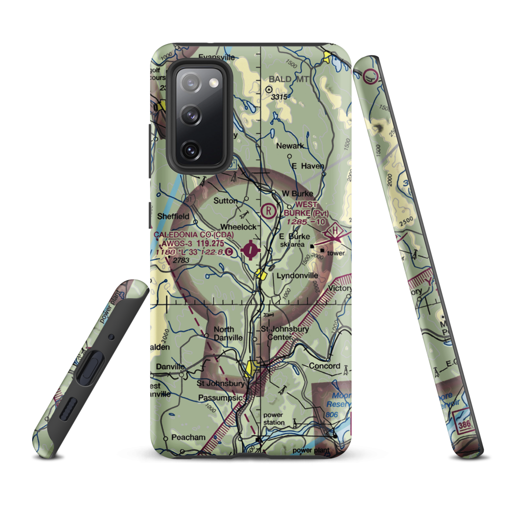 Caledonia County Airport (CDA) VFR Sectional Samsung Phone Case Samsung Galaxy S20 FE model shown