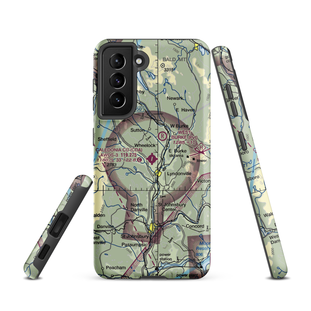 Caledonia County Airport (CDA) VFR Sectional Samsung Phone Case Samsung Galaxy S21 model shown
