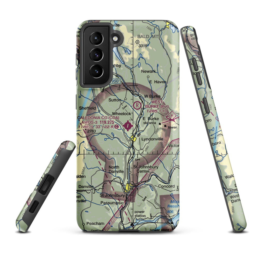 Caledonia County Airport (CDA) VFR Sectional Samsung Phone Case Samsung Galaxy S21 Plus model shown