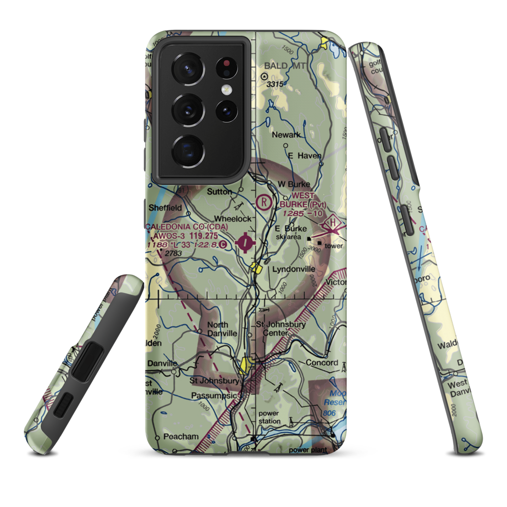 Caledonia County Airport (CDA) VFR Sectional Samsung Phone Case Samsung Galaxy S21 Ultra model shown