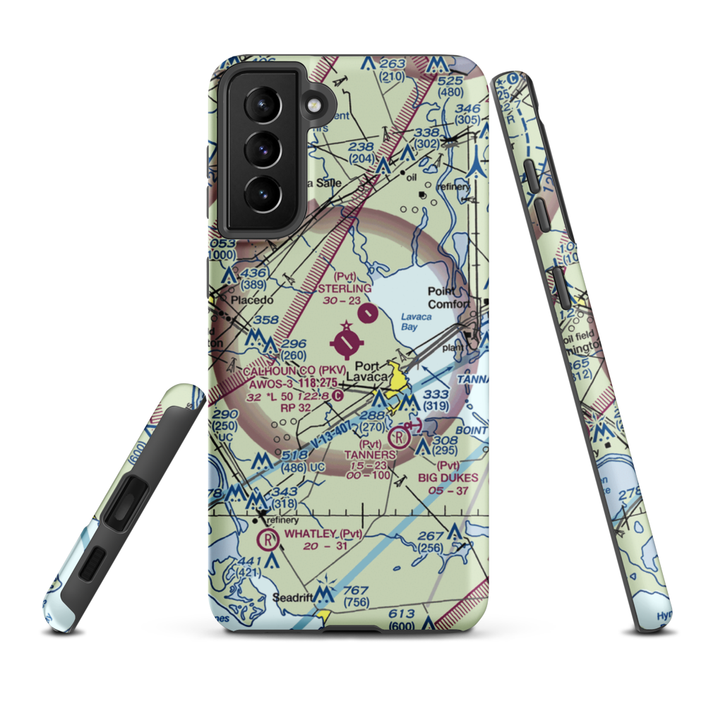 Calhoun County Airport (PKV) VFR Sectional Samsung Phone Case Samsung Galaxy S21 FE model shown