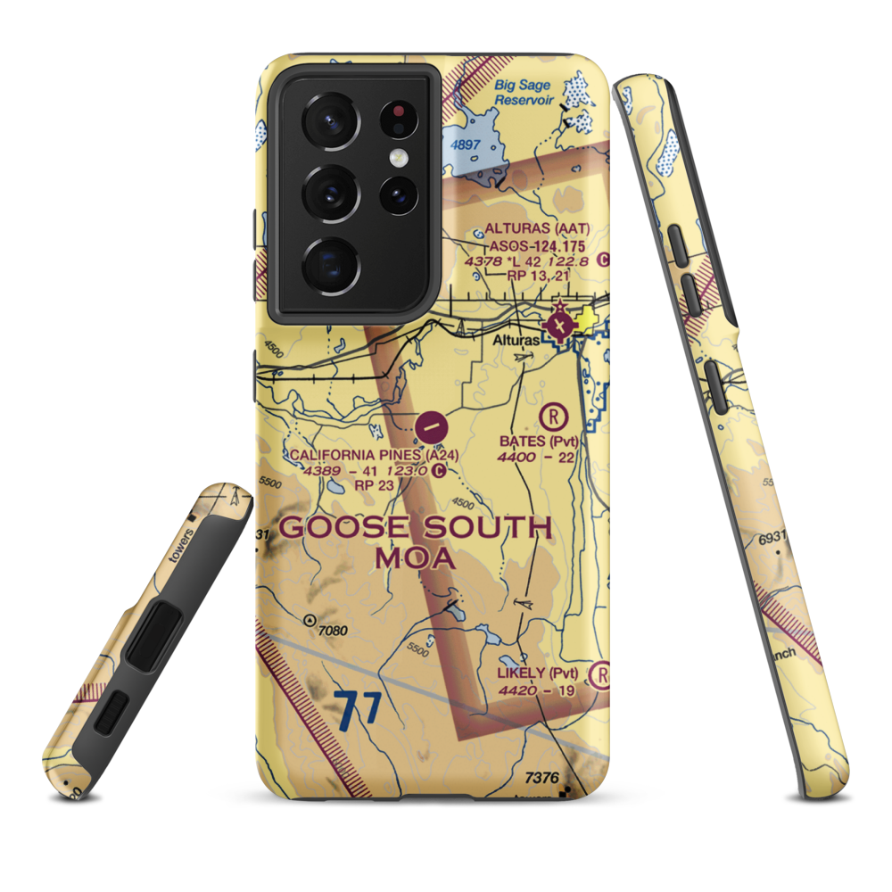 California Pines Airport (A24) VFR Sectional Samsung Phone Case Samsung Galaxy S21 Ultra model shown