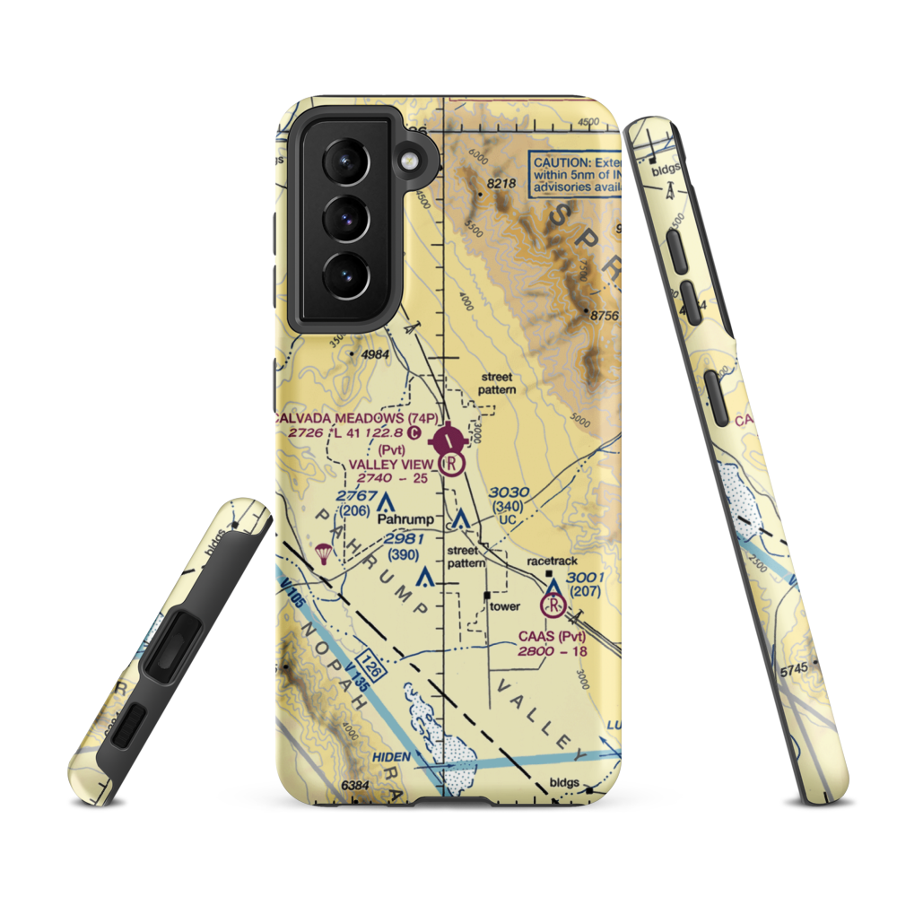 Calvada Meadows Airport (74P) VFR Sectional Samsung Phone Case Samsung Galaxy S21 FE model shown
