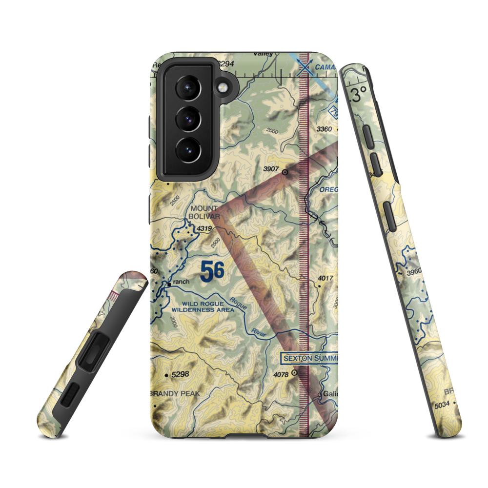 Calvert Peak Airport (OR73) VFR Sectional Samsung Phone Case Samsung Galaxy S21 FE model shown