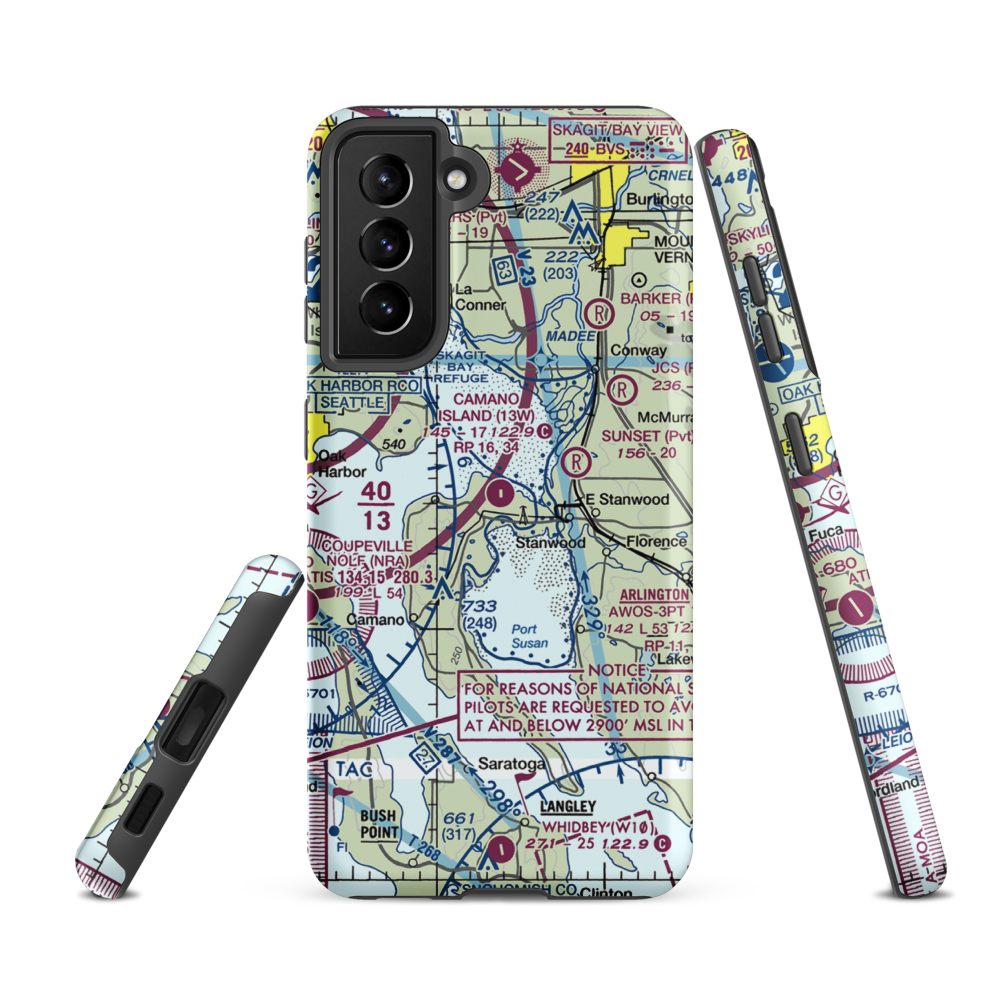 Camano Island Airfield (13W) VFR Sectional Samsung Phone Case Samsung Galaxy S21 FE model shown