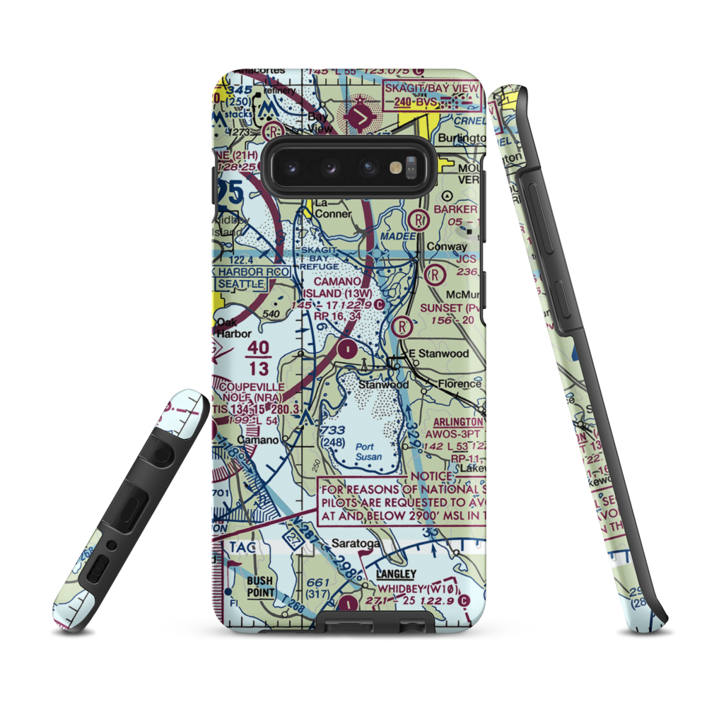 Camano Island Airfield (13W) VFR Sectional Samsung Phone Case Samsung Galaxy S10 Plus model shown