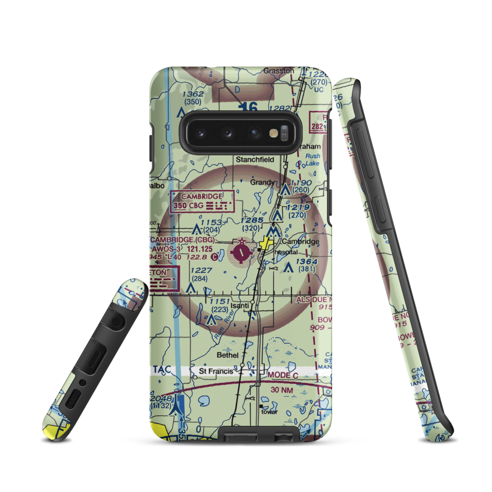 Cambridge Municipal Airport (CBG) VFR Sectional Samsung Phone Case Samsung Galaxy S10 model shown