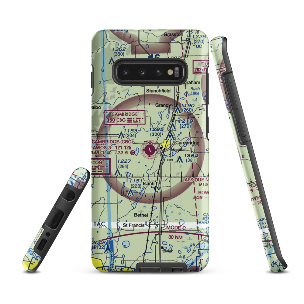Cambridge Municipal Airport (CBG) VFR Sectional Samsung Phone Case Samsung Galaxy S10 Plus model shown