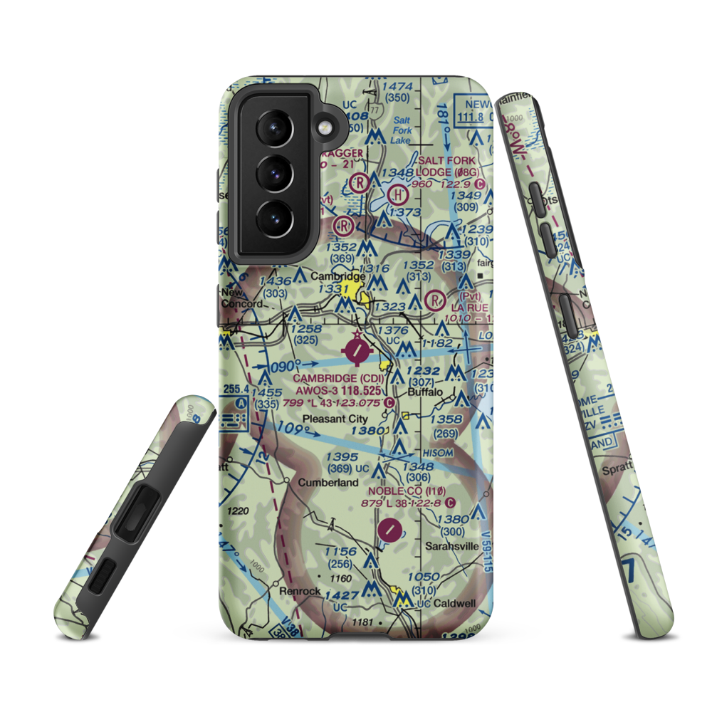 Cambridge Municipal Airport (CDI) VFR Sectional Samsung Phone Case Samsung Galaxy S21 FE model shown