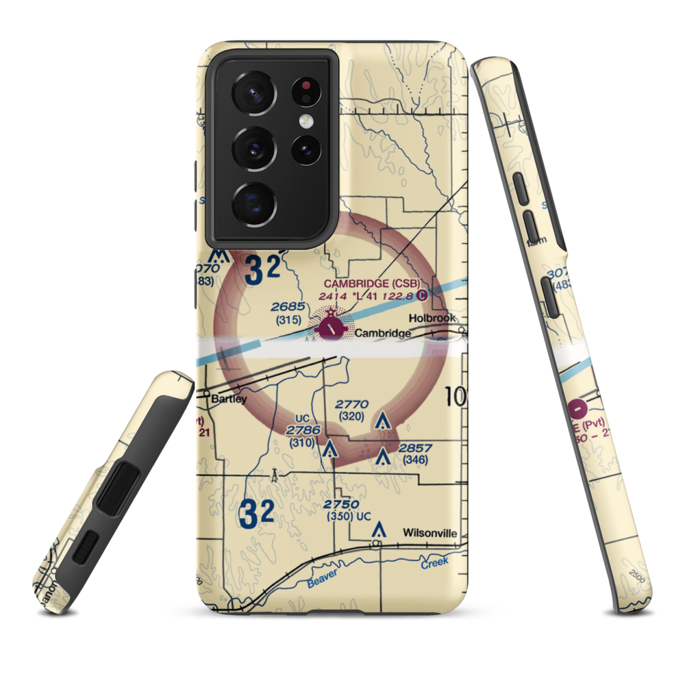 Cambridge Municipal Airport (CSB) VFR Sectional Samsung Phone Case Samsung Galaxy S21 Ultra model shown