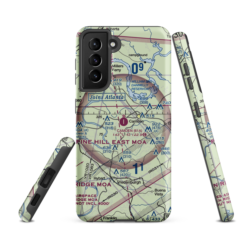 Camden Municipal Airport (61A) VFR Sectional Samsung Phone Case Samsung Galaxy S21 FE model shown