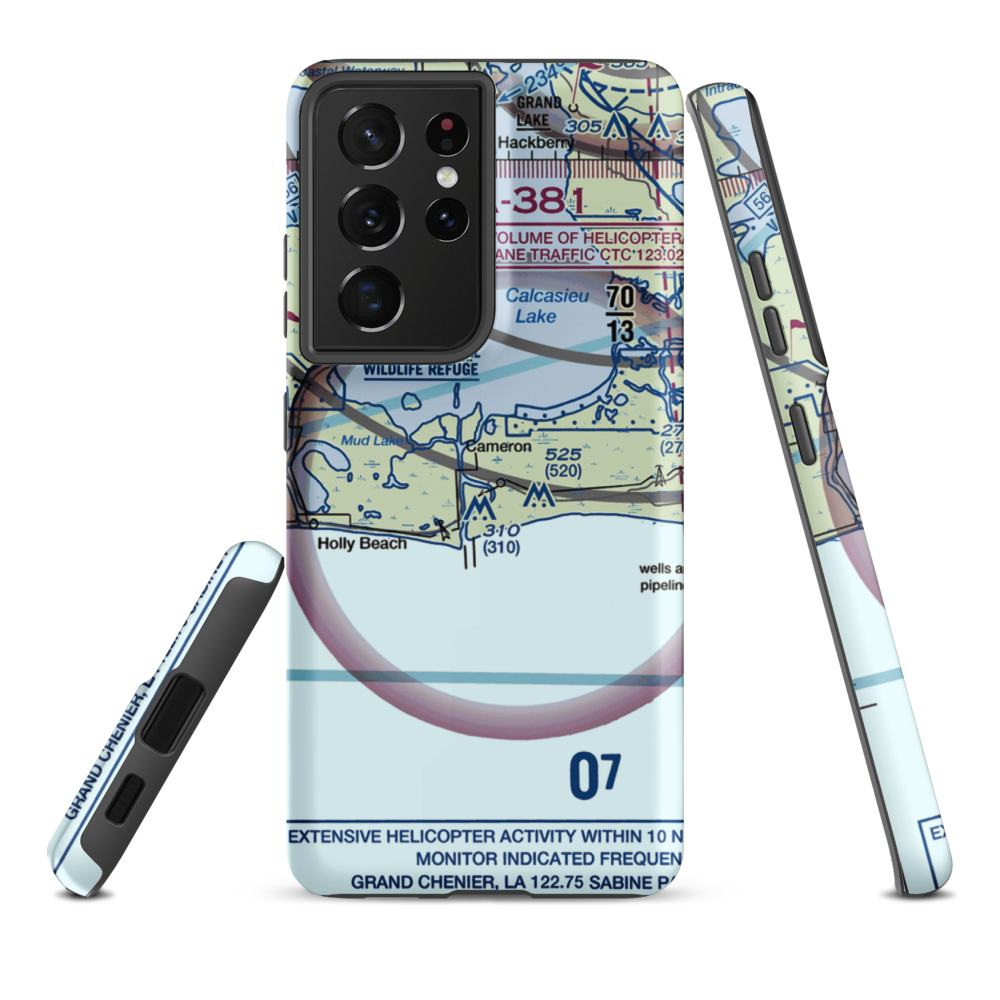Cameron Airstrip (1LS5) VFR Sectional Samsung Phone Case Samsung Galaxy S21 Plus model shown
