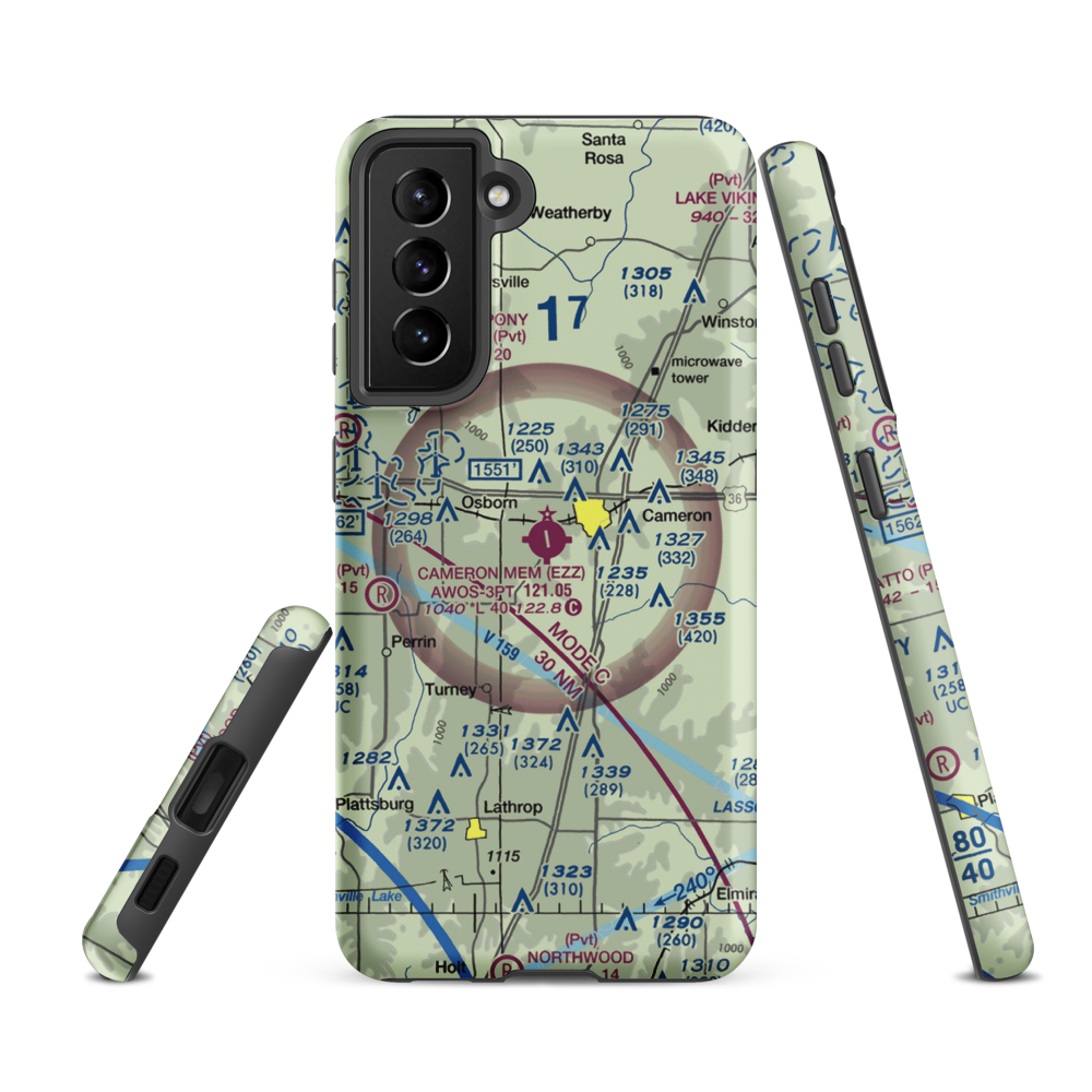 Cameron Memorial Airport (EZZ) VFR Sectional Samsung Phone Case Samsung Galaxy S21 FE model shown