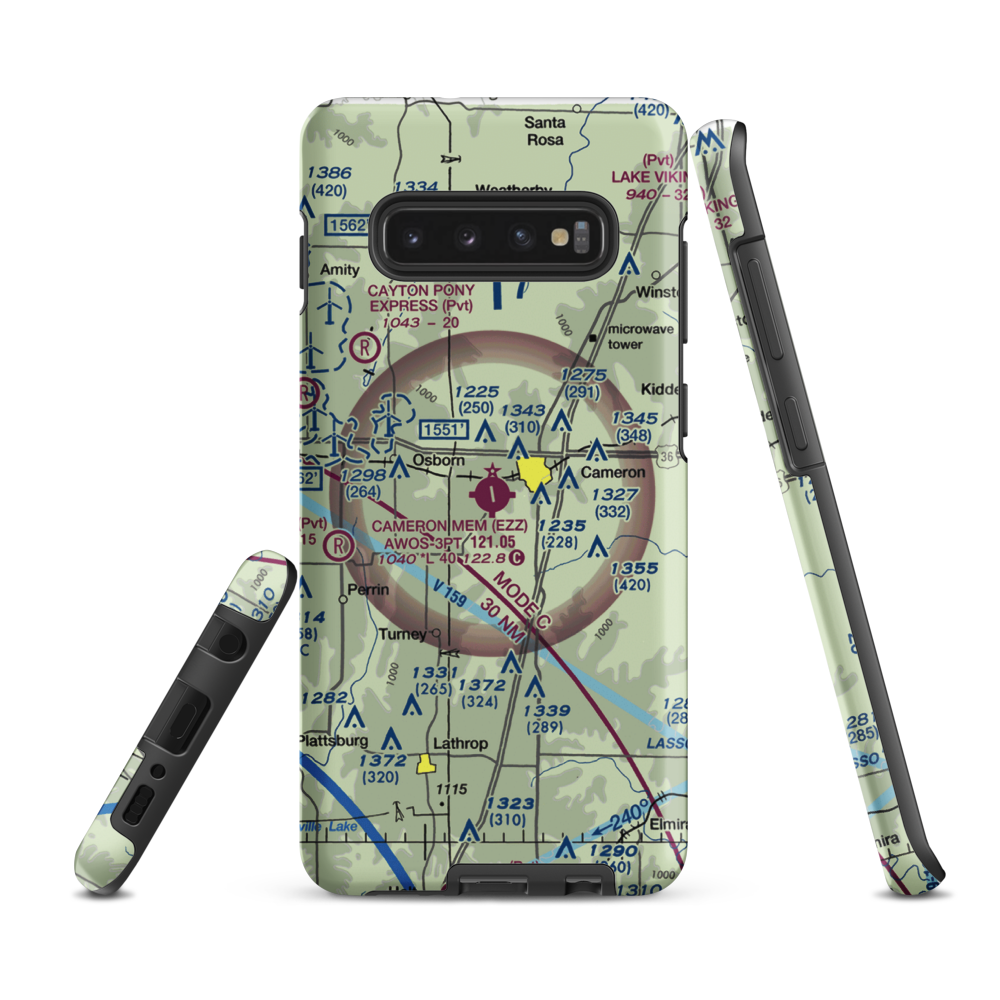 Cameron Memorial Airport (EZZ) VFR Sectional Samsung Phone Case Samsung Galaxy S10 Plus model shown