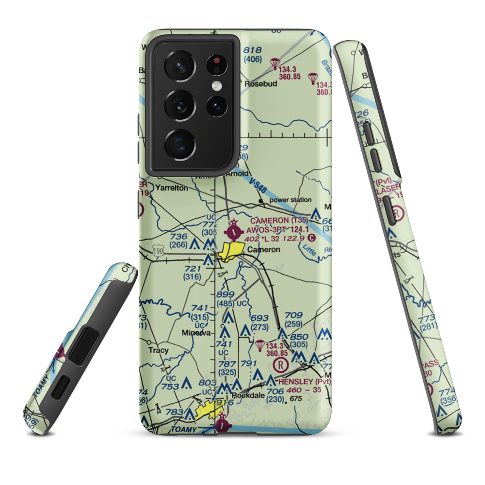 Cameron Municipal Airpark (T35) VFR Sectional Samsung Phone Case Samsung Galaxy S21 Ultra model shown