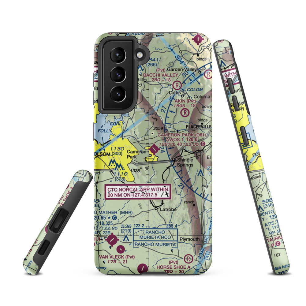 Cameron Park Airport (O61) VFR Sectional Samsung Phone Case Samsung Galaxy S21 FE model shown