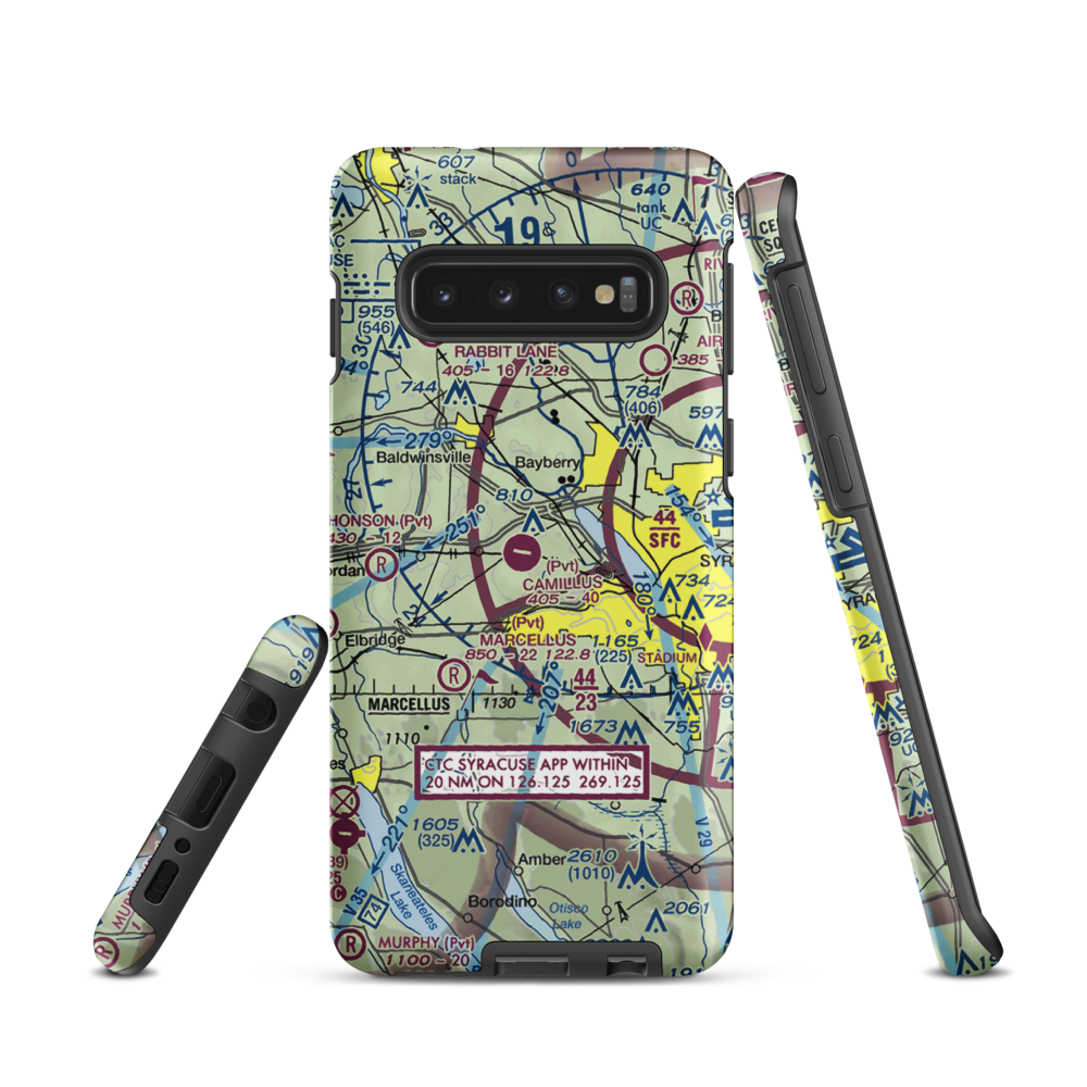 Camillus Airport (NY2) VFR Sectional Samsung Phone Case Samsung Galaxy S10 model shown
