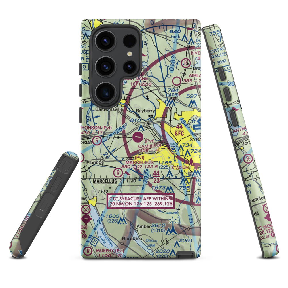 Camillus Airport (NY2) VFR Sectional Samsung Phone Case Samsung Galaxy S23 Ultra model shown