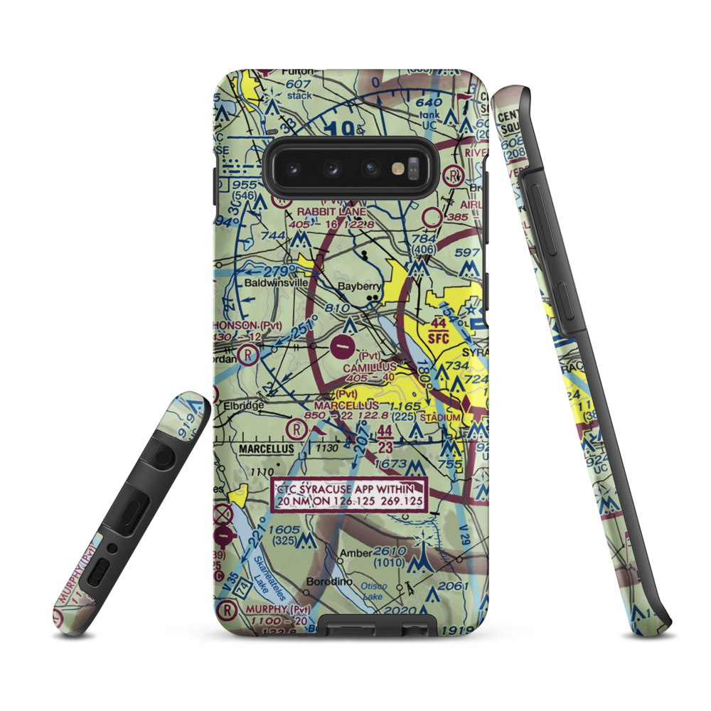 Camillus Airport (NY2) VFR Sectional Samsung Phone Case Samsung Galaxy S10 Plus model shown