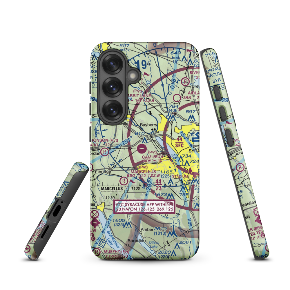 Camillus Airport (NY2) VFR Sectional Samsung Phone Case Samsung Galaxy S25 model shown