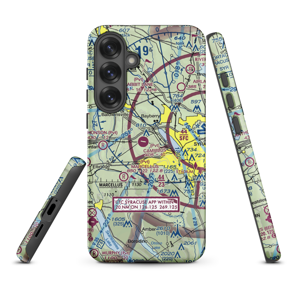 Camillus Airport (NY2) VFR Sectional Samsung Phone Case Samsung Galaxy S25 Plus model shown