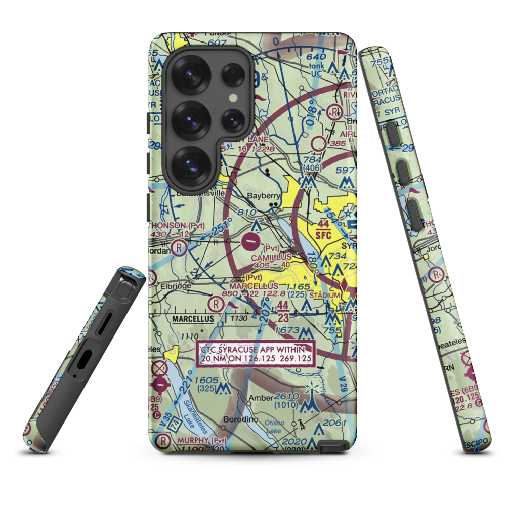 Camillus Airport (NY2) VFR Sectional Samsung Phone Case Samsung Galaxy S25 Ultra model shown