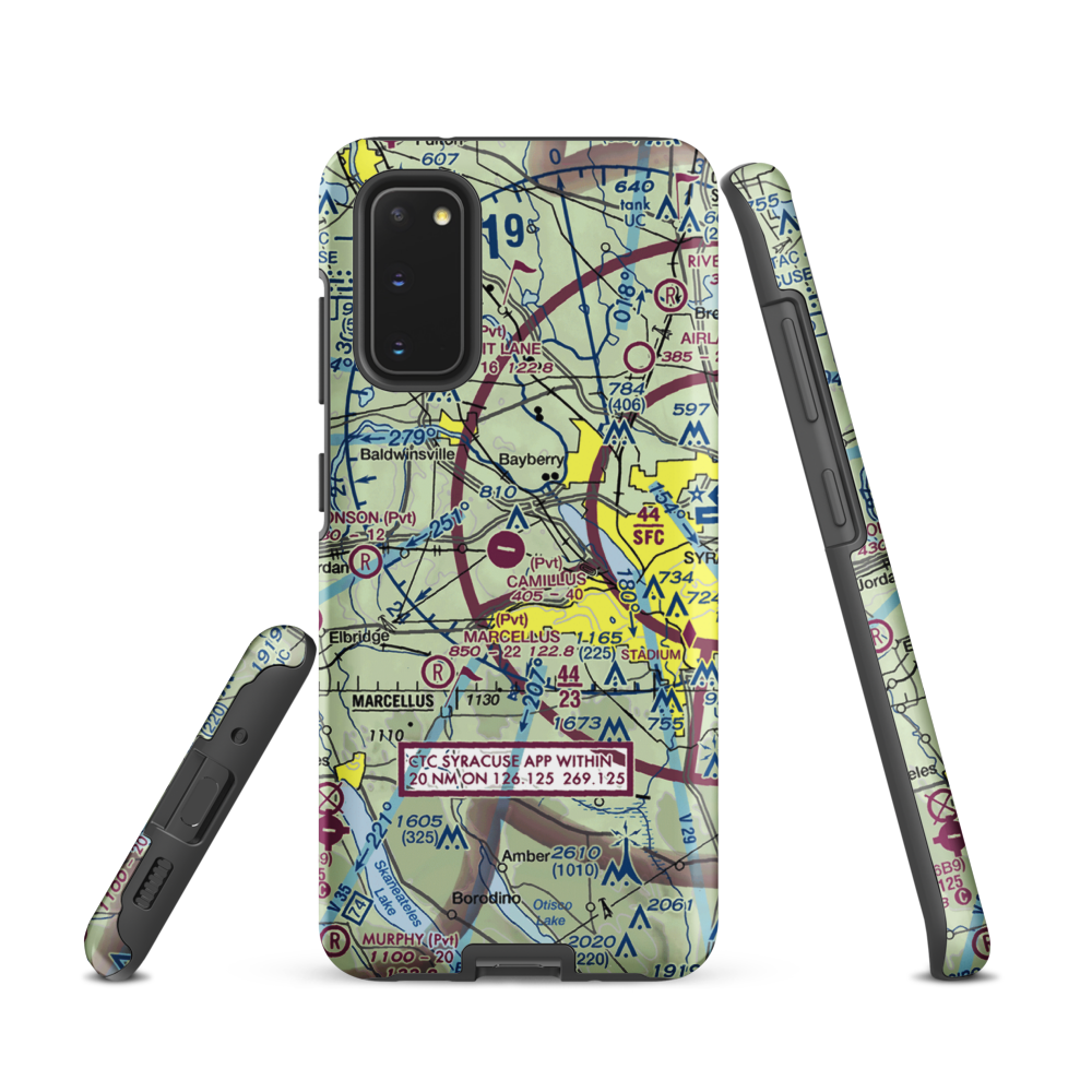 Camillus Airport (NY2) VFR Sectional Samsung Phone Case Samsung Galaxy S20 model shown