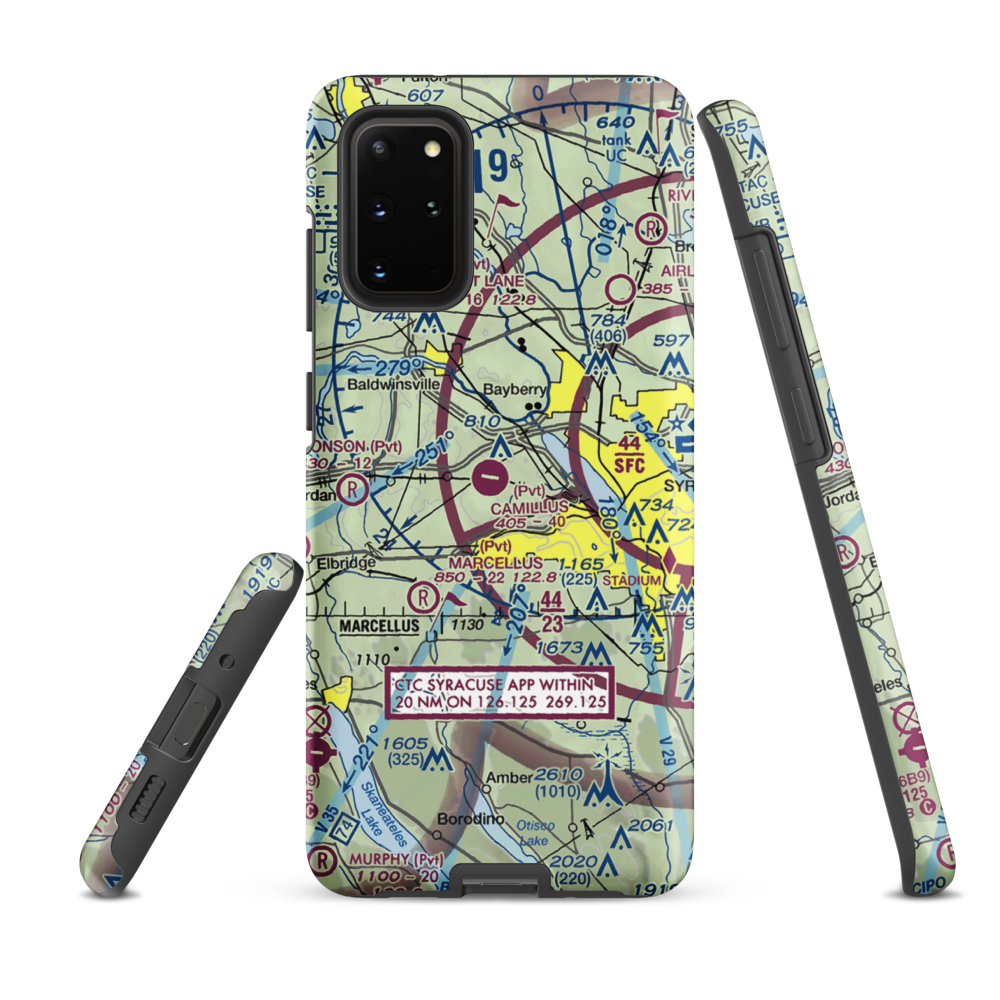 Camillus Airport (NY2) VFR Sectional Samsung Phone Case Samsung Galaxy S20 Plus model shown