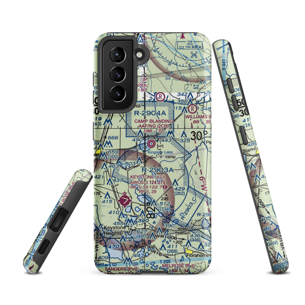Camp Blanding Army Air Field/NG Airfield (2CB) VFR Sectional Samsung Phone Case Samsung Galaxy S21 FE model shown
