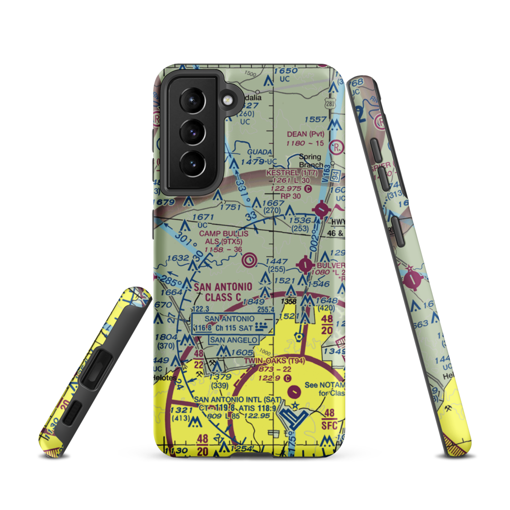 Camp Bullis Als (Cals) Airport (9TX5) VFR Sectional Samsung Phone Case Samsung Galaxy S21 model shown