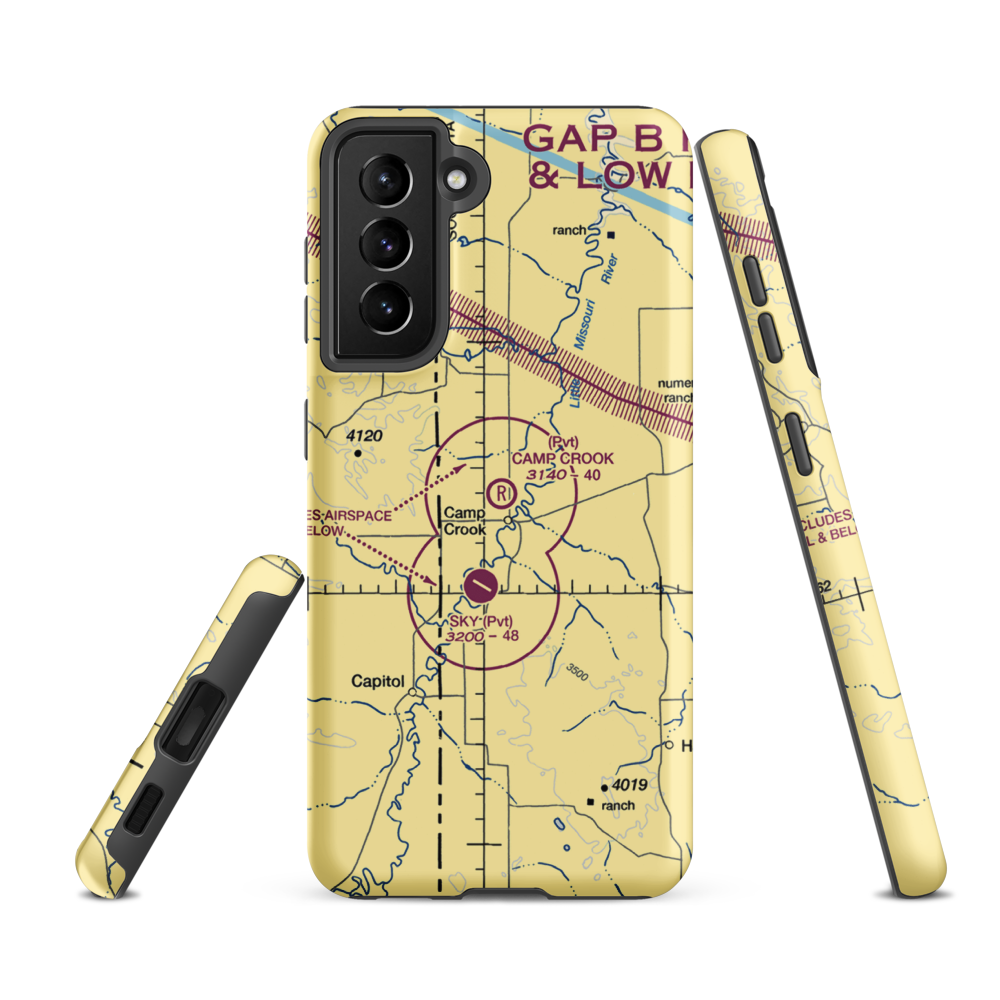 Camp Crook Municipal Airport (8OA5) VFR Sectional Samsung Phone Case Samsung Galaxy S21 FE model shown