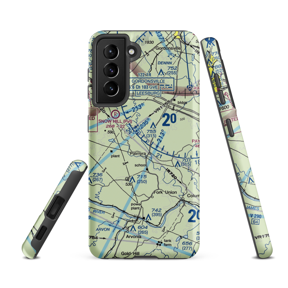Camp Friendship Airfield (77VA) VFR Sectional Samsung Phone Case Samsung Galaxy S21 FE model shown