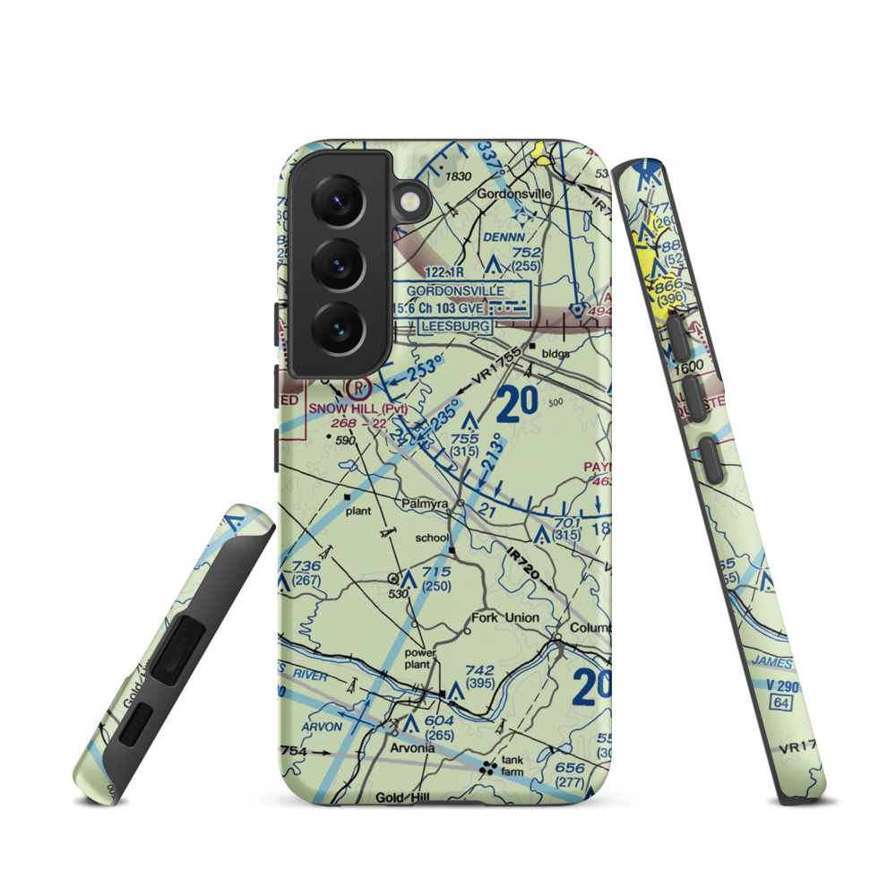 Camp Friendship Airfield (77VA) VFR Sectional Samsung Phone Case Samsung Galaxy S22 model shown