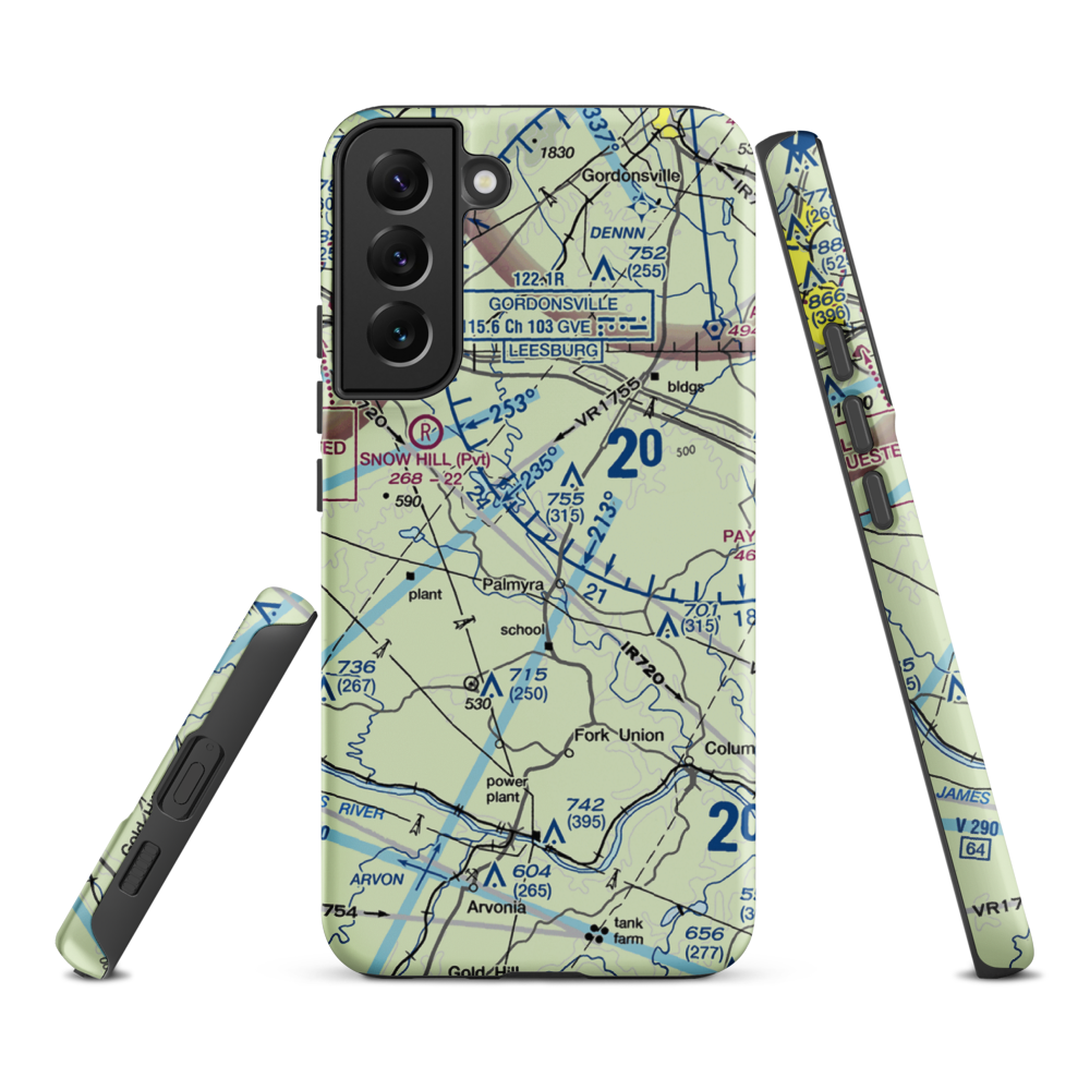 Camp Friendship Airfield (77VA) VFR Sectional Samsung Phone Case Samsung Galaxy S22 Plus model shown