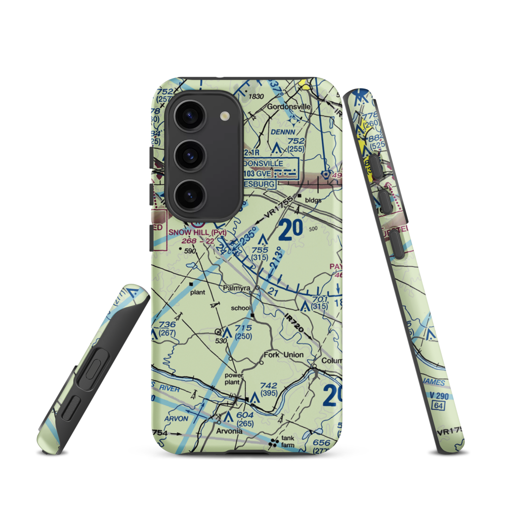 Camp Friendship Airfield (77VA) VFR Sectional Samsung Phone Case Samsung Galaxy S23 model shown