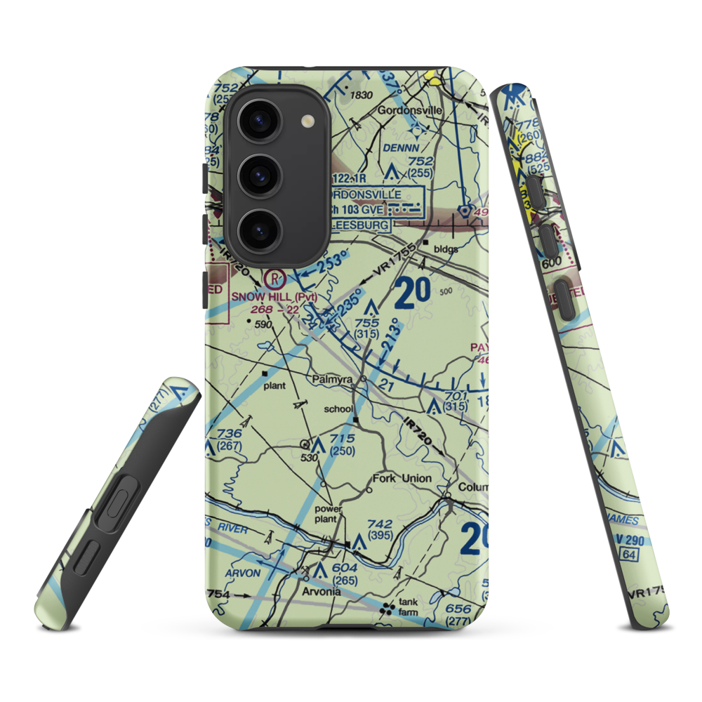 Camp Friendship Airfield (77VA) VFR Sectional Samsung Phone Case Samsung Galaxy S23 Plus model shown