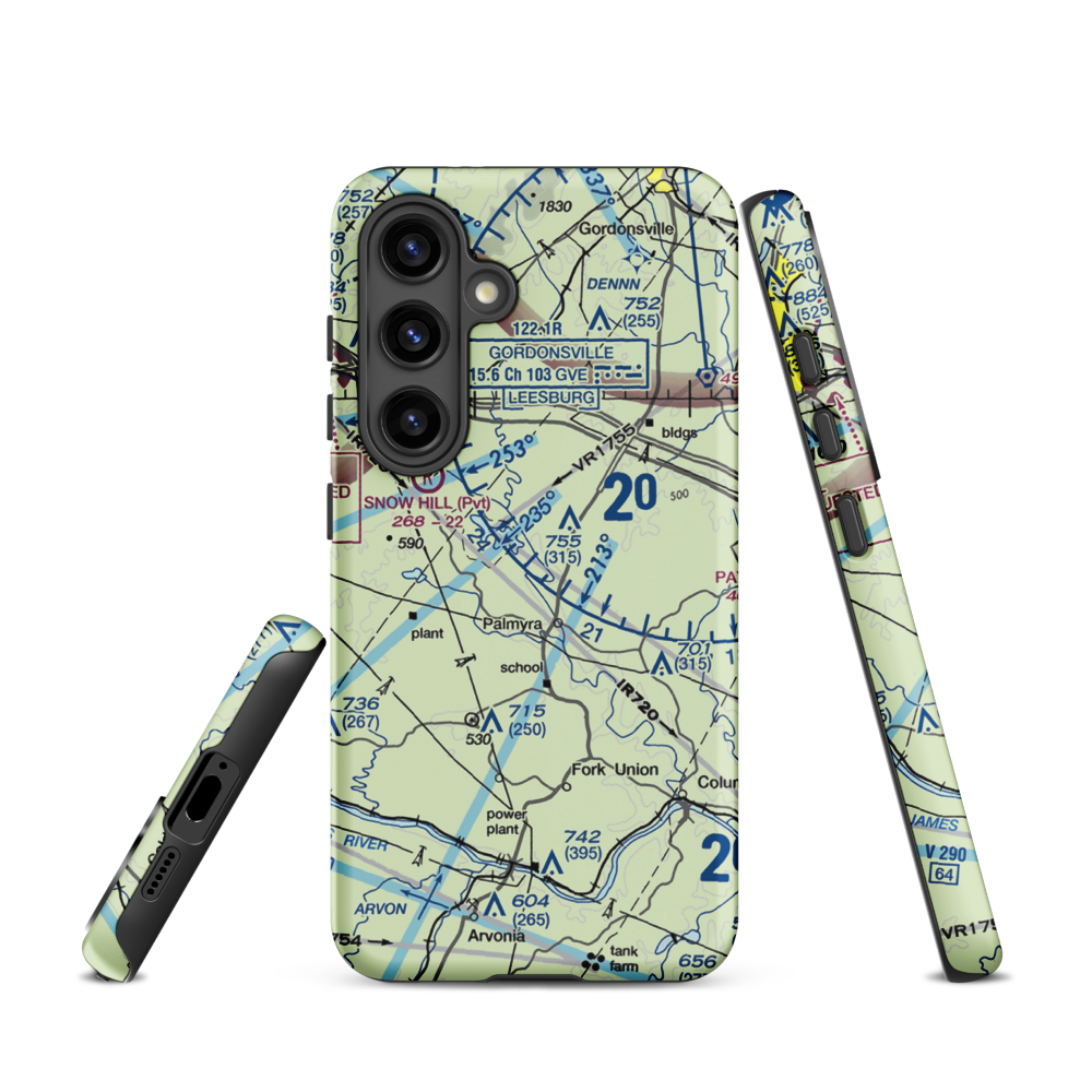 Camp Friendship Airfield (77VA) VFR Sectional Samsung Phone Case Samsung Galaxy S24 model shown