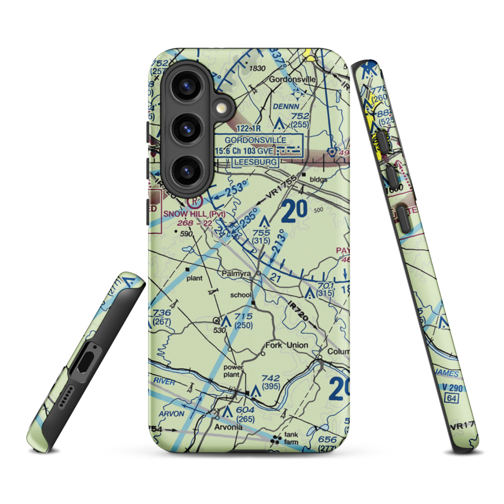 Camp Friendship Airfield (77VA) VFR Sectional Samsung Phone Case Samsung Galaxy S24 Plus model shown