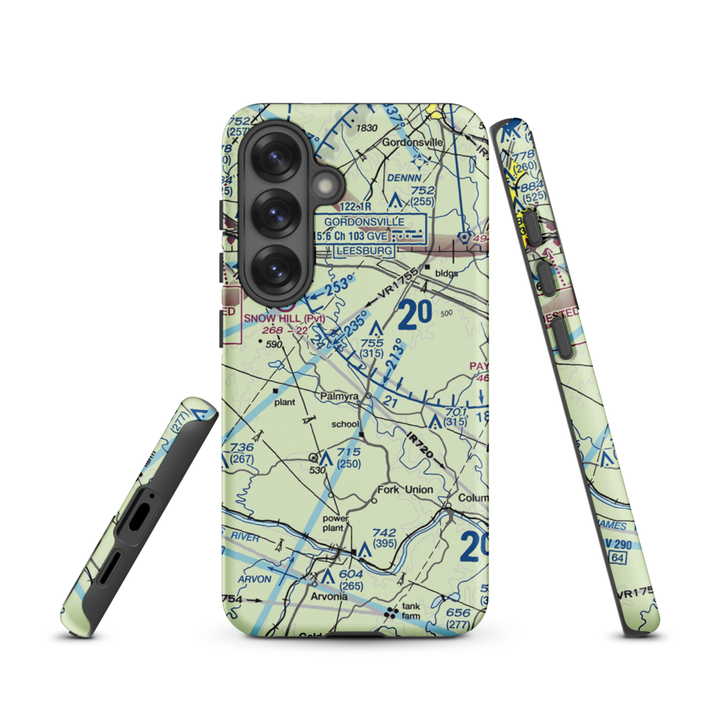 Camp Friendship Airfield (77VA) VFR Sectional Samsung Phone Case Samsung Galaxy S25 model shown