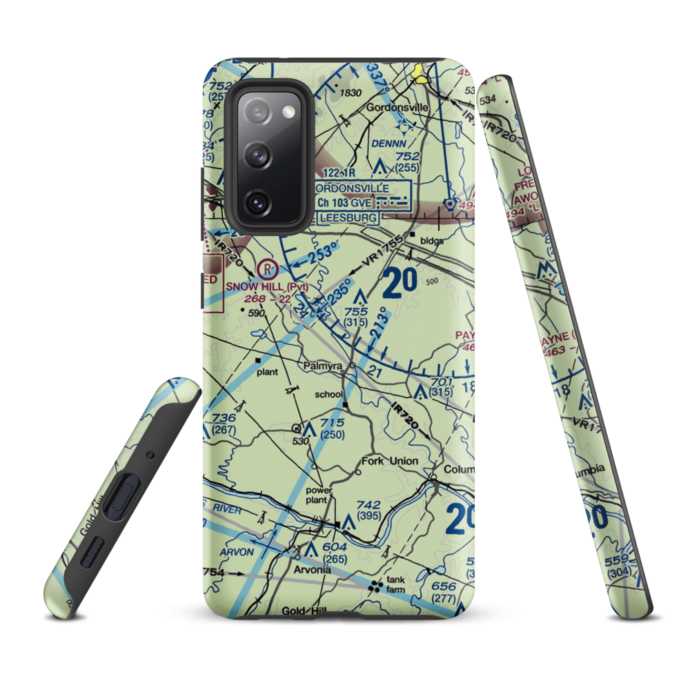 Camp Friendship Airfield (77VA) VFR Sectional Samsung Phone Case Samsung Galaxy S20 FE model shown