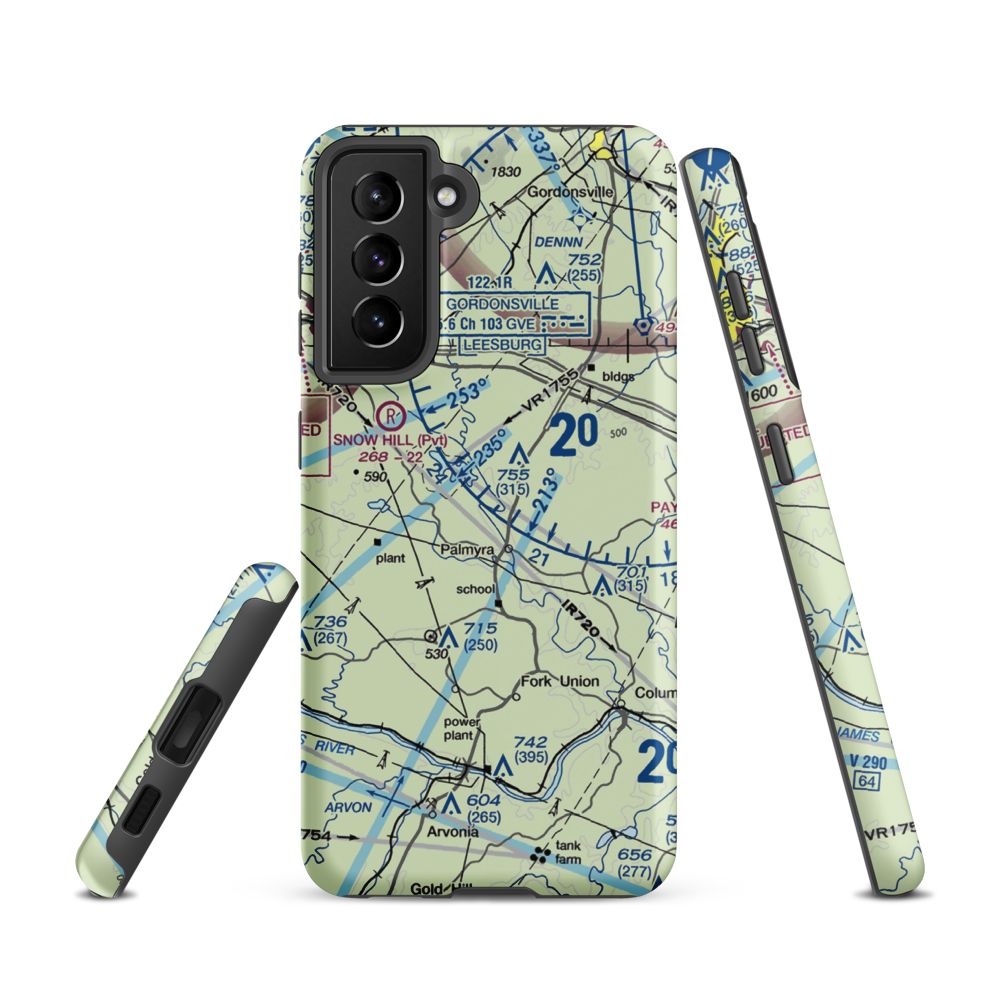 Camp Friendship Airfield (77VA) VFR Sectional Samsung Phone Case Samsung Galaxy S21 model shown